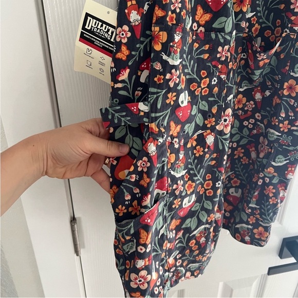 NWT Rare Duluth Trading Co Women’s Shortall Heirloom Overalls Gnome Mushroom -S - Picture 4 of 11